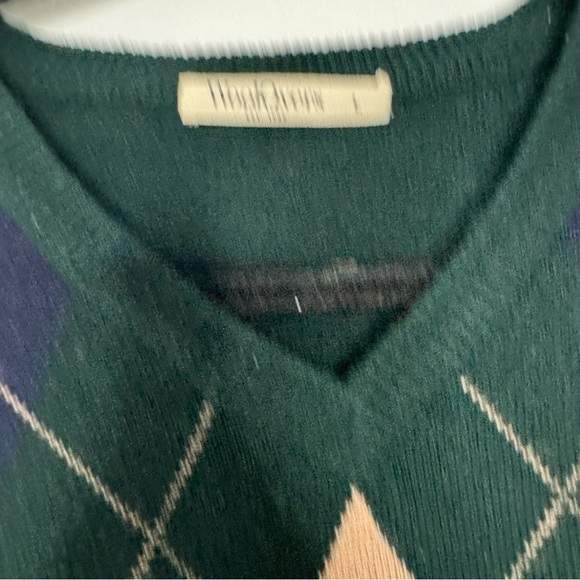 Woolovers green checkered sleeveless sweater vest large - Picture 4 of 8